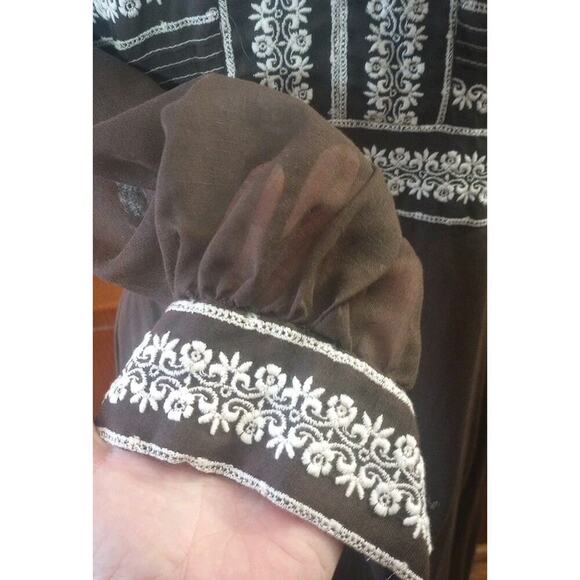 Vtg Avalon Classics Inc Women's Maxi Dress Sz 16 Embroidered 70s Gunne Sax Style - Picture 5 of 11